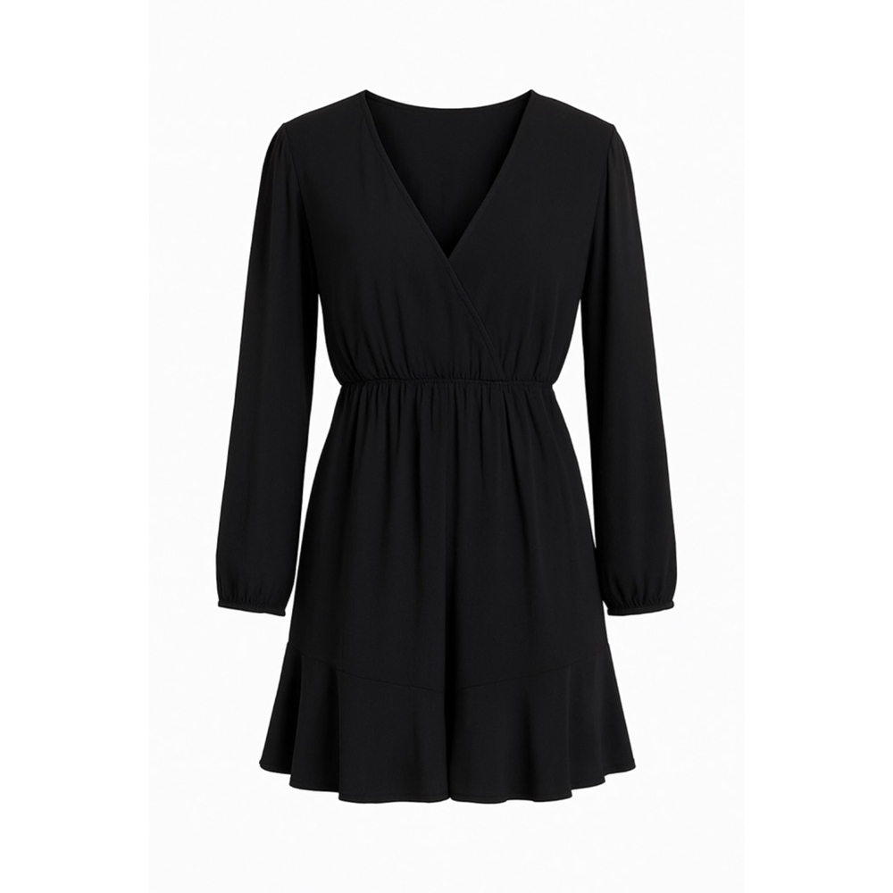 & Other Stories Black V- Neck Dress Long Sleeve Mini Dress Size 4 - Picture 7 of 7